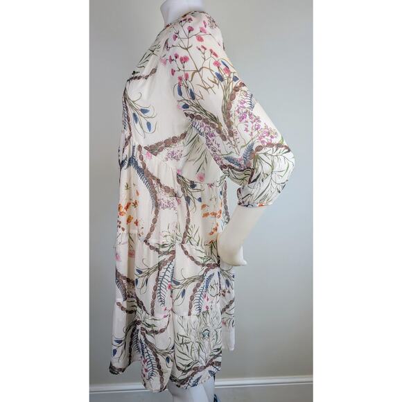 NEW Fairhope Babydoll Ruffled Sheer Boho Floral Dress 3/4 Sleeve Size Small - Picture 7 of 11